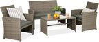 Best Choice Products 4-Piece Outdoor Wicker Patio Conversation Furniture Set by BestChoiceProducts