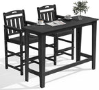 Outdoor Patio Bar Height Table and Tall Adirondack Chairs Set of 2, All-Weather by Suunyn