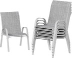 UDPATIO Patio Chairs Set of 6, Stackable Silver Outdoor Dining Chairs by UDPATIO