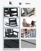 KINGYES Outdoor Rocking Chair Set of 2, High Density Polyethylene Patio Rocking - Image 5