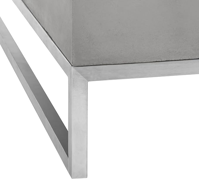 SAFAVIEH Outdoor Collection Eartha Modern Dark Grey Concrete Coffee Table - Image 13