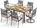 PHI VILLA 7 Pcs Patio Dining Set, Outdoor Table Chair Set - Image 9