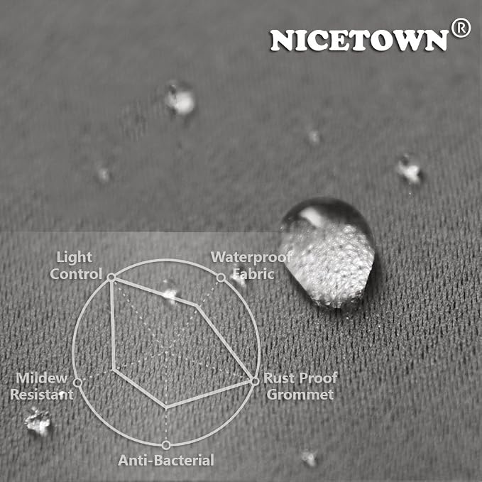 NICETOWN Weighted Outdoor Patio Curtain & Drape Waterproof 84 Long, Top and - Image 5