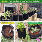 3-Pack 50 Gallon Thickened Plant Grow Bags Large Heavy Duty Fabric Plant Pots - Image 3