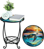 Outdoor Side Table Round Small Mosaic Patio Accent Indoor End Plant Coffee Tea - Image 6