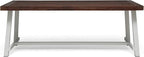 Outdoor Eight Seater Iron Dining Table, Dark Brown and White Finish by ChristopherKnightHome