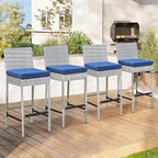 ECOTOUGE Rattan Bar Stools Set of 4, Wicker Woven Patio Stools & Patio Bar - Image 7