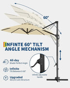 GarveeLife 10FT Patio Umbrella Outdoor Large Cantilever Umbrella Market Sun - Image 3