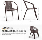 VINGLI PE Rattan Outdoor Dining Chairs Set of 1, Plastic Stackable Patio Chairs - Image 3
