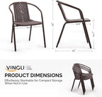 VINGLI PE Rattan Outdoor Dining Chairs Set of 2, Plastic Stackable Patio Chairs - Image 3