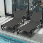 Domi Pool Lounge Chairs Set of 2, Aluminum Adjustable Outdoor Chaise Lounge by domioutdoorliving