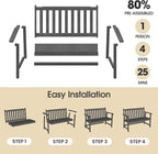 Ciokea 48" Outdoor Bench, HDPE Weatherproof Porch Bench, 2-Person Garden Benches - Image 6