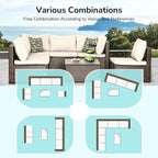PayLessHere Patio Furniture Set 7 Pieces Outdoor Furniture Wicker Conversation - Image 4