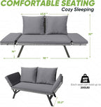 Greesum Outdoor Sofa, Woven Rattan Patio Furniture, Convertible Daybed or - Image 3