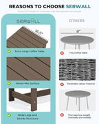 SERWALL HDPE Patio Coffee Table, Rectangle Outdoor Coffee Table, All Weather - Image 6