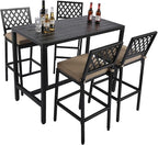 5-Piece Outdoor Patio Bar Set, Bar Height Patio Dining Set, Weather-Resistant by Sumshadow