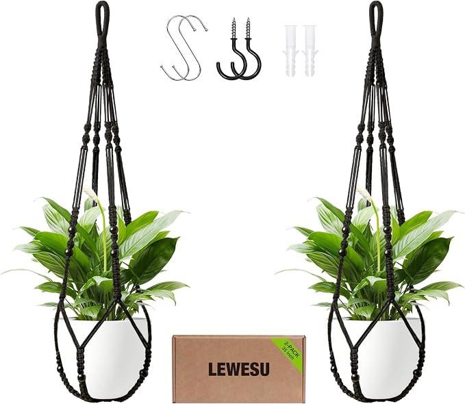 Macrame Plant Hanger Indoor Set of 2 by Unknown
