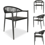 4 Pcs Stackable Patio Dining Chairs, Aluminum Rattan Outdoor Dining Chair by Erotr