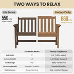 Ciokea 48" Outdoor Bench Set of 2, HDPE Weatherproof Garden Bench, 2-Person - Image 8
