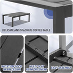 VINGLI 2-Piece Outdoor Patio Furniture Aluminum Love-seat and Coffee Table Set - Image 5