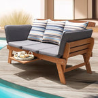 IDZO Amelie Eucalyptus Convertible Outdoor Sofa, 750lbs Capacity Patio Couch by Idzo