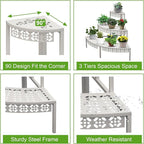 aboxoo 3 Tier Plant Stand Semi-Circular Flower Pot Organizer Rack Quarter Round - Image 4
