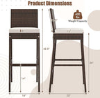 HAPPYGRILL Wicker Patio Barstools Set of 2, Outdoor Rattan Bar Chairs - Image 3