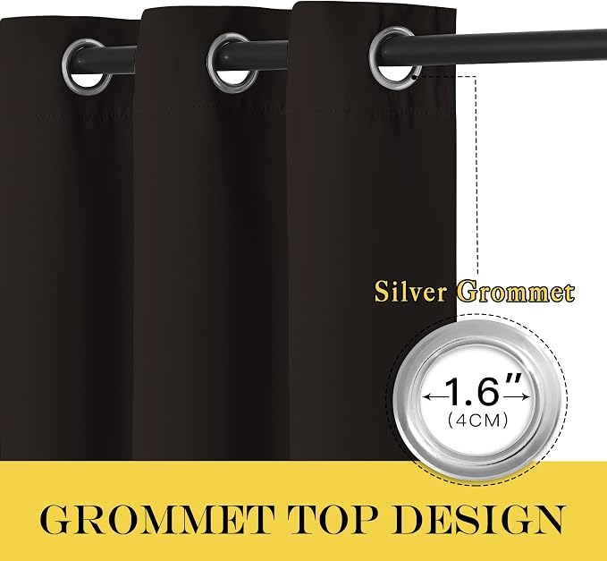 NICETOWN Toffee Brown Blackout Curtains 84 inch Length, Grommet Top Room - Image 6