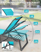 Aluminum Chaise Lounge Outdoor Set of 2, Foldable & Assembly Free Patio Pool - Image 4