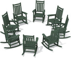 SERWALL HDPE Outdoor Rocking Chair Set of 8, Patio Rocking Chairs by SERWALL