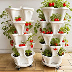 7 Tiered Strawberry Planters 2 Pack, Vertical Stackable Planter, Herb Stacking - Image 7