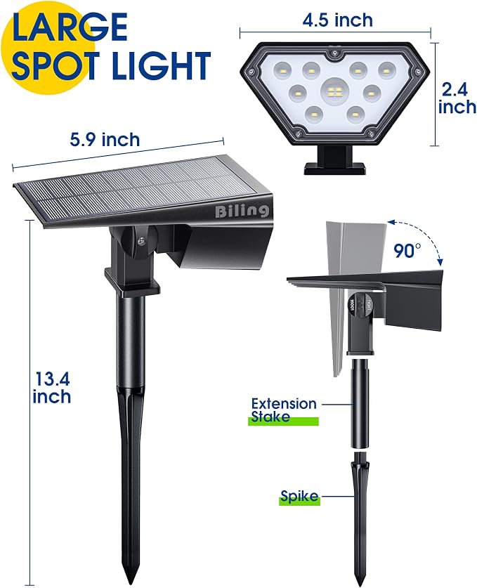 Biling Solar Spot Lights Outdoor, Bright 700 Lumen Solar Lights Outdoor - Image 5