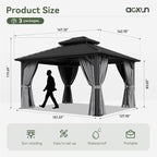 Aoxun 12'x14' Hardtop Gazebo, Aluminum Frame Canopy - Image 9