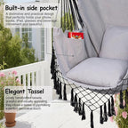 Hammock Chair Hanging Rope Swing Chair, Max 450 Lbs, Large Hanging Chair - Image 2