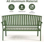 Outdoor Bench Weatherproof Aluminum Patio Garden Bench, Patio Loveseat - Image 3