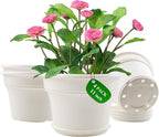 11 Inch Plastic-Flower-Pot-for-Indoor-Plants, 4 Pack Large Outdoor Planter Pot by Pottiffe