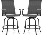 Giantex Set of 2 Swivel Outdoor Bar Stools, All-Weather Bar Height Patio Chairs by Giantex