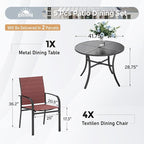 5 Piece Patio Dining Set for 4, Outdoor Table and Chairs Set for Lawn Backyard - Image 3