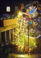 Solar Watering Can with Lights Outdoor Garden, 41in Large Dragonfly Garden - Image 9