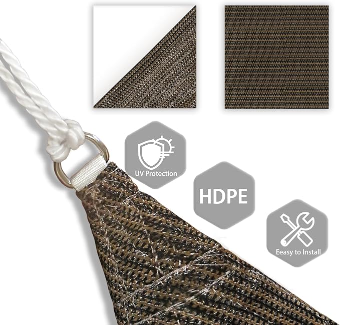 Patio Paradise 9' x 9' x 8'10" Sun Shade Sail Triangle Canopy, Permeable Shade - Image 3