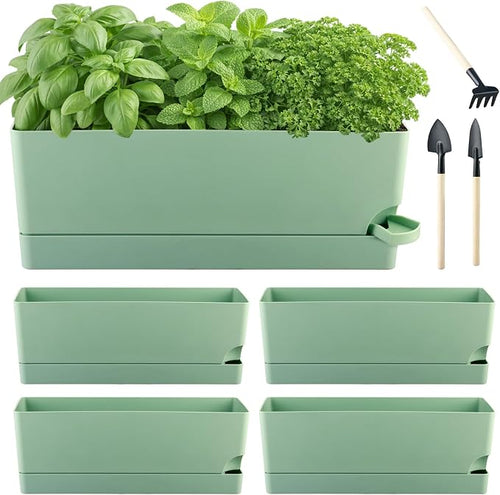 4 Pack Self Watering Pots for Indoor Plants 17 Inches Window Boxes Planters by KvyusFlourish