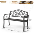 Sophia & William Outdoor Bench, Metal Garden Bench, Cast Iron Park Benches - Image 2