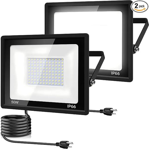 2Pack LED Flood Light Outdoor, 50W LED Work Light 5500lm by garageangle