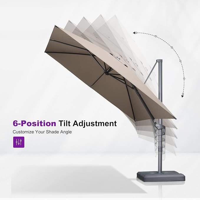 PURPLE LEAF Patio Umbrella 10' X 13' Rectangle Cantilever Umbrella Large - Image 7