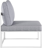 Modway Fortuna Aluminum Outdoor Patio Armless Chair in White Gray - Image 2