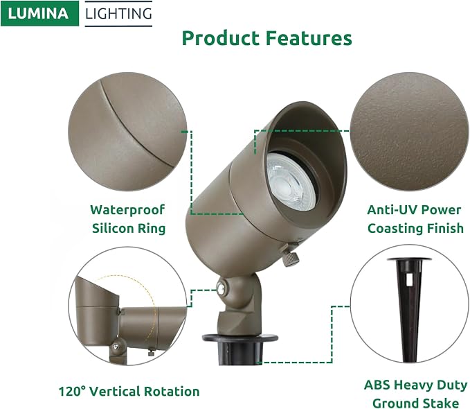 Lumina Lighting® 4W Landscape Lighting 12V Landscape Lights Low Voltage - Image 3