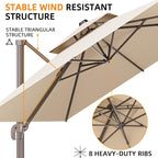 10' X 13' Outdoor Patio Umbrella Large Rectangle Cantilever Umbrella Heavy Duty - Image 2