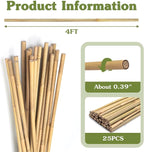 Plant Stakes 4FT, Natural Bamboo Stakes, HAINANSTRY 25Pcs Sturdy Bamboos Garden - Image 2