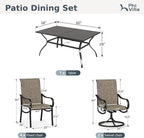 PHI VILLA Patio Dining Set for 6 Person, Rectangle Metal Table - Image 9