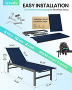 Outdoor Lounge Chair for Pool, Aluminum Chaise Lounge Chairs - Image 3